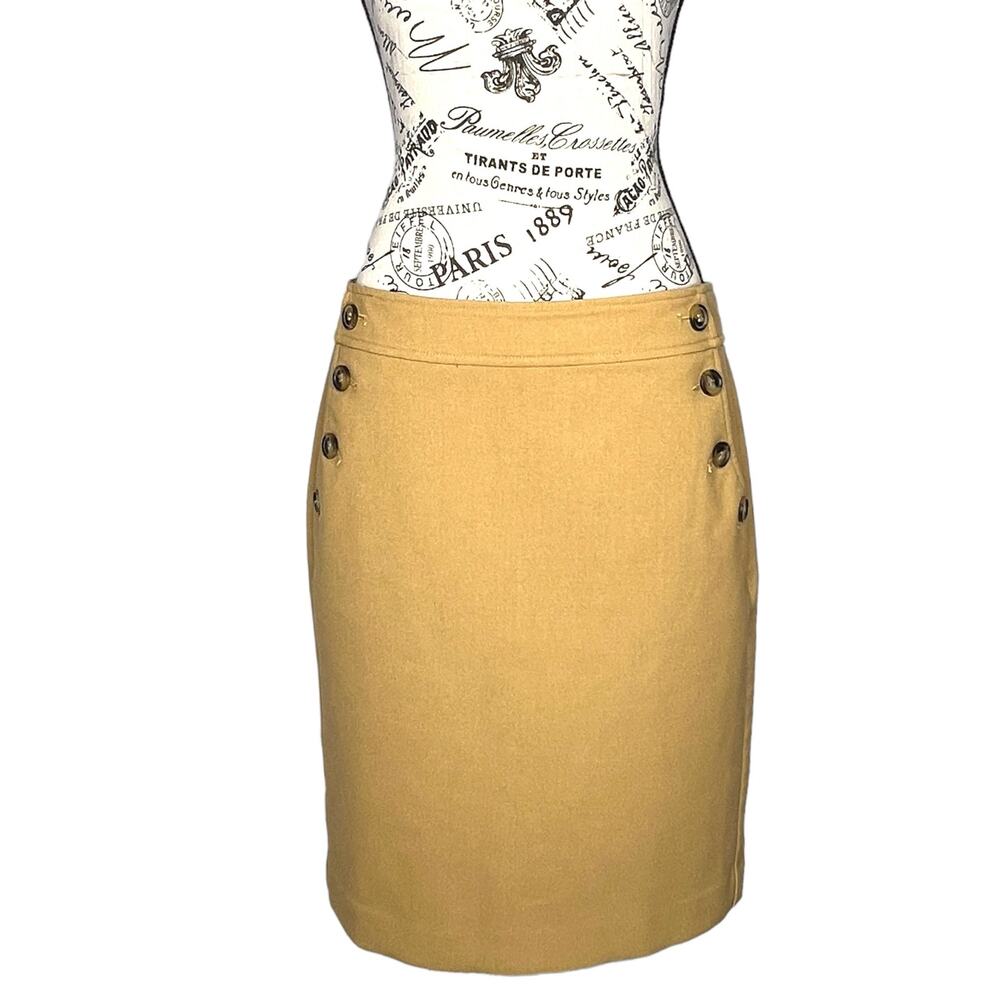 LOFT (8) Button Pockets Detail A-Line Straight Skirt Back Slit Zipper Closure